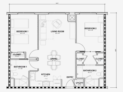 2 bedroom unit
